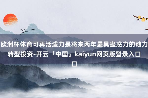 欧洲杯体育可再活泼力是将来两年最具蛊惑力的动力转型投资-开云「中国」kaiyun网页版登录入口