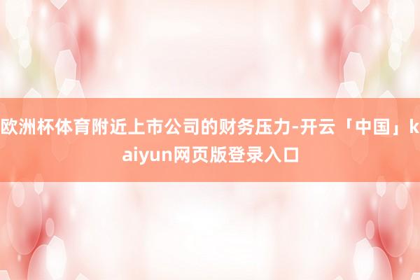 欧洲杯体育附近上市公司的财务压力-开云「中国」kaiyun网页版登录入口